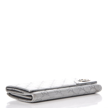 Gucci Guccissima New Britt Continental Snap Wallet Silver 4 of 9