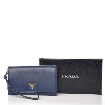 Prada Saffiano Metal Wristlet Wallet Bleuette 9 of 9
