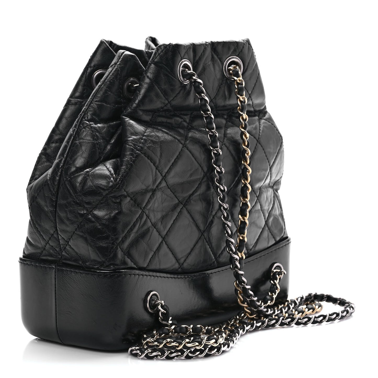 Aged Calfskin Quilted Small Gabrielle Backpack Black