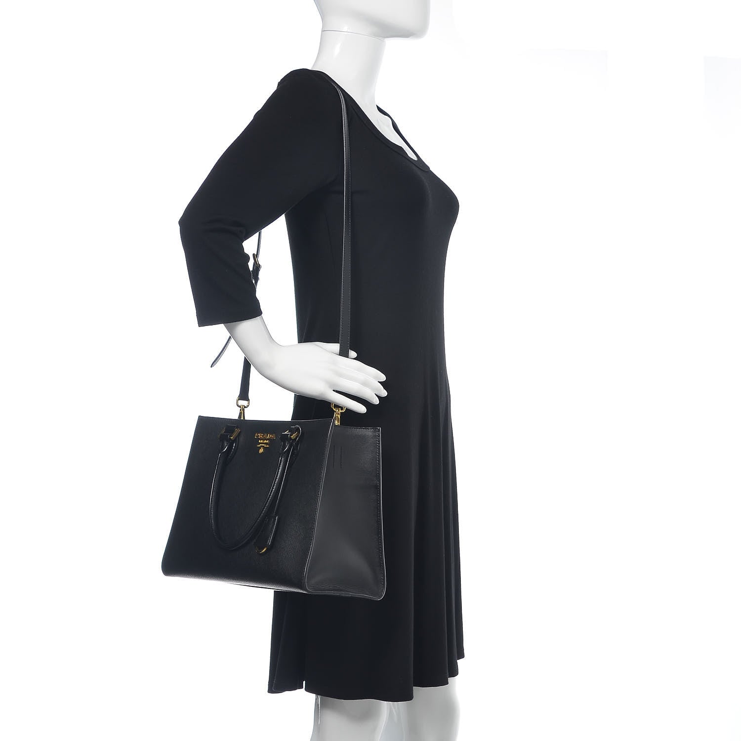 Prada Saffiano Soft Calfskin Tote Black 3 of 12