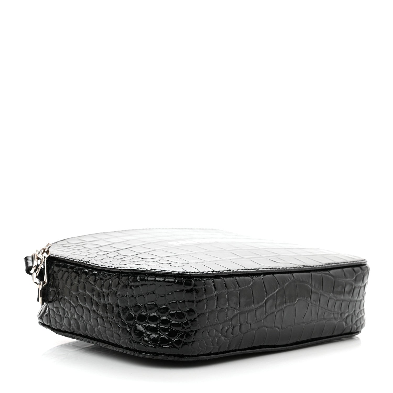 Balenciaga Shiny Calfskin Logo Crocodile Embossed S Everyday Camera Bag with Handle Black 4 of 13