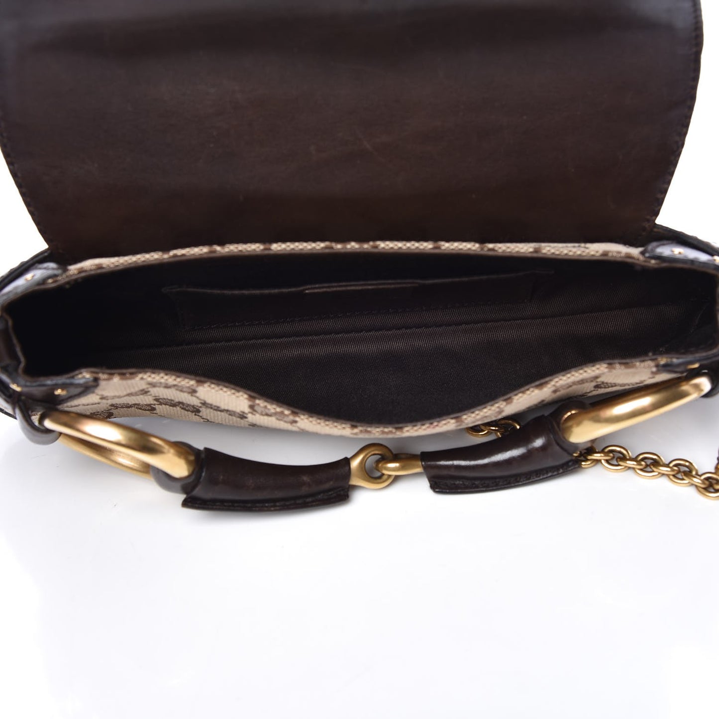 Monogram Studded Horsebit Clutch Dark Brown