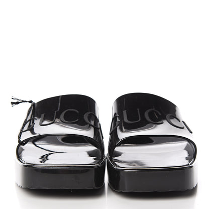 Gucci Rubber Gucci Logo Womens Platform 20/60mm Slide Sandals 37 Black 2 of 9