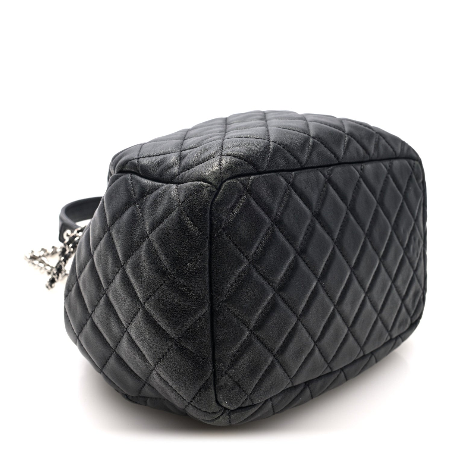 Chanel Lambskin Quilted CC Chain Drawstring Tote Black 4 of 10