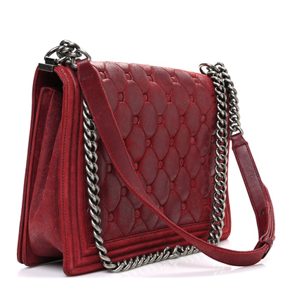 Chanel Nubuck Chesterfield Quilted Large Celtic Boy Flap Red 3 of 10
