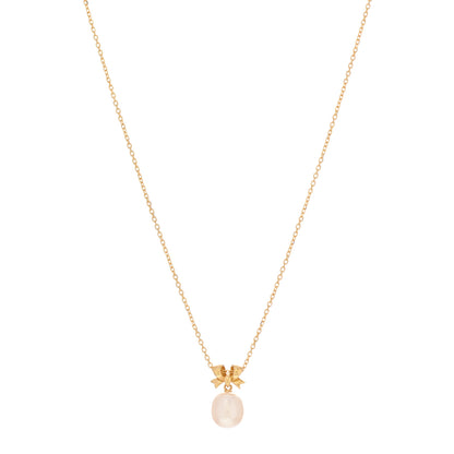 Mikimoto 18K Yellow Gold Akoya Pearl Ribbon Pendant Necklace 1 of 5