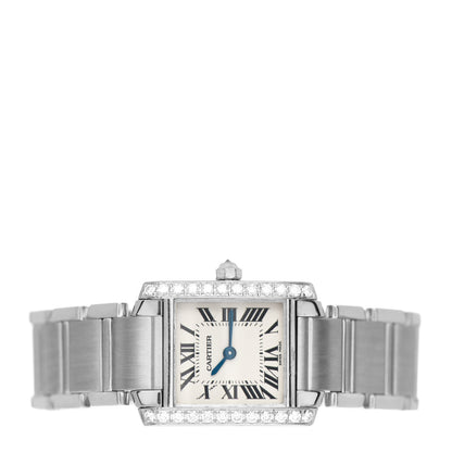 Cartier 18K White Gold Diamond Bezel 20mm Tank Francaise Quartz Watch 2 of 4