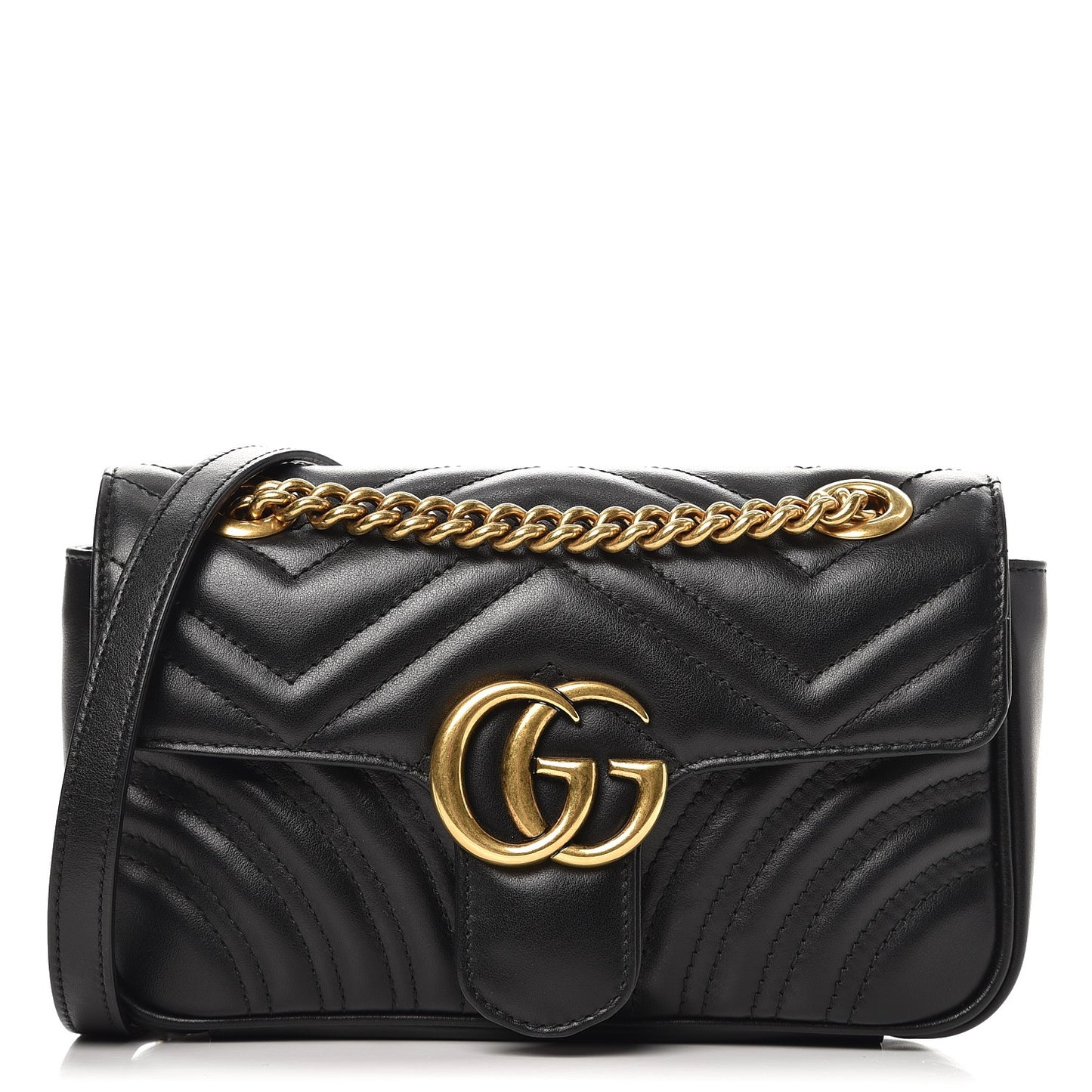 Calfskin Matelasse Mini GG Marmont Shoulder Bag Black