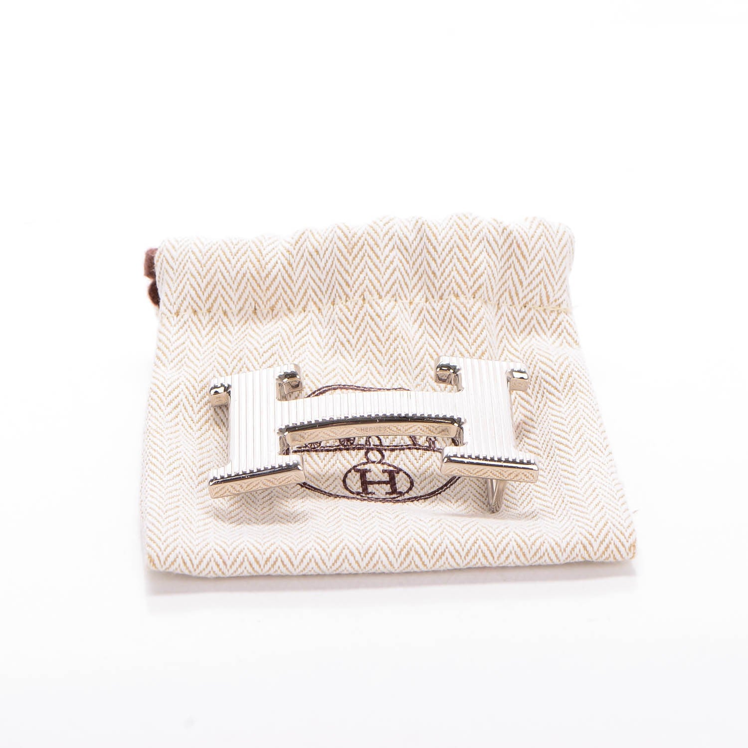 Hermes Palladium Strie 32mm H Belt Buckle 4 of 4