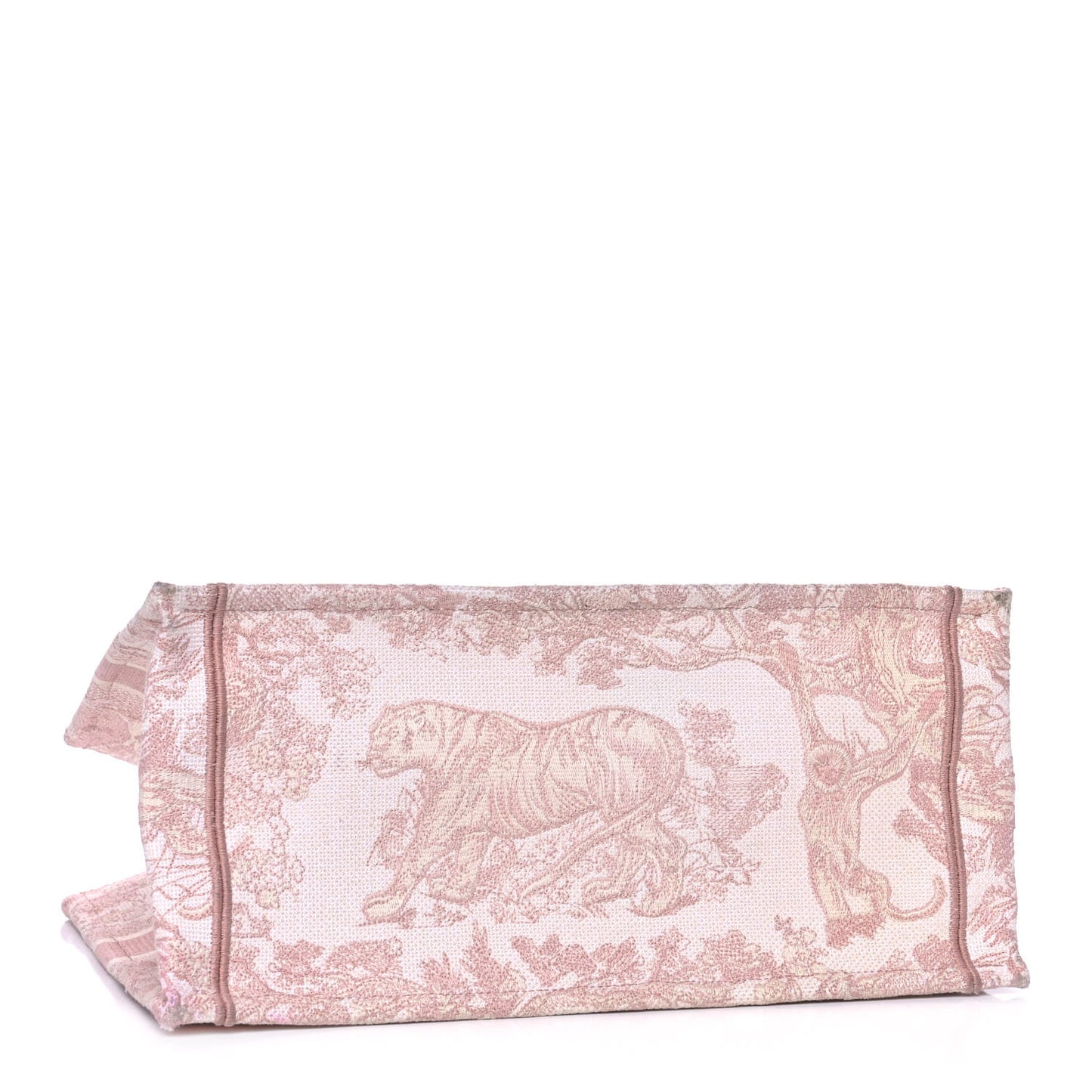 Canvas Toile De Jouy Embroidered Medium Book Tote Pink