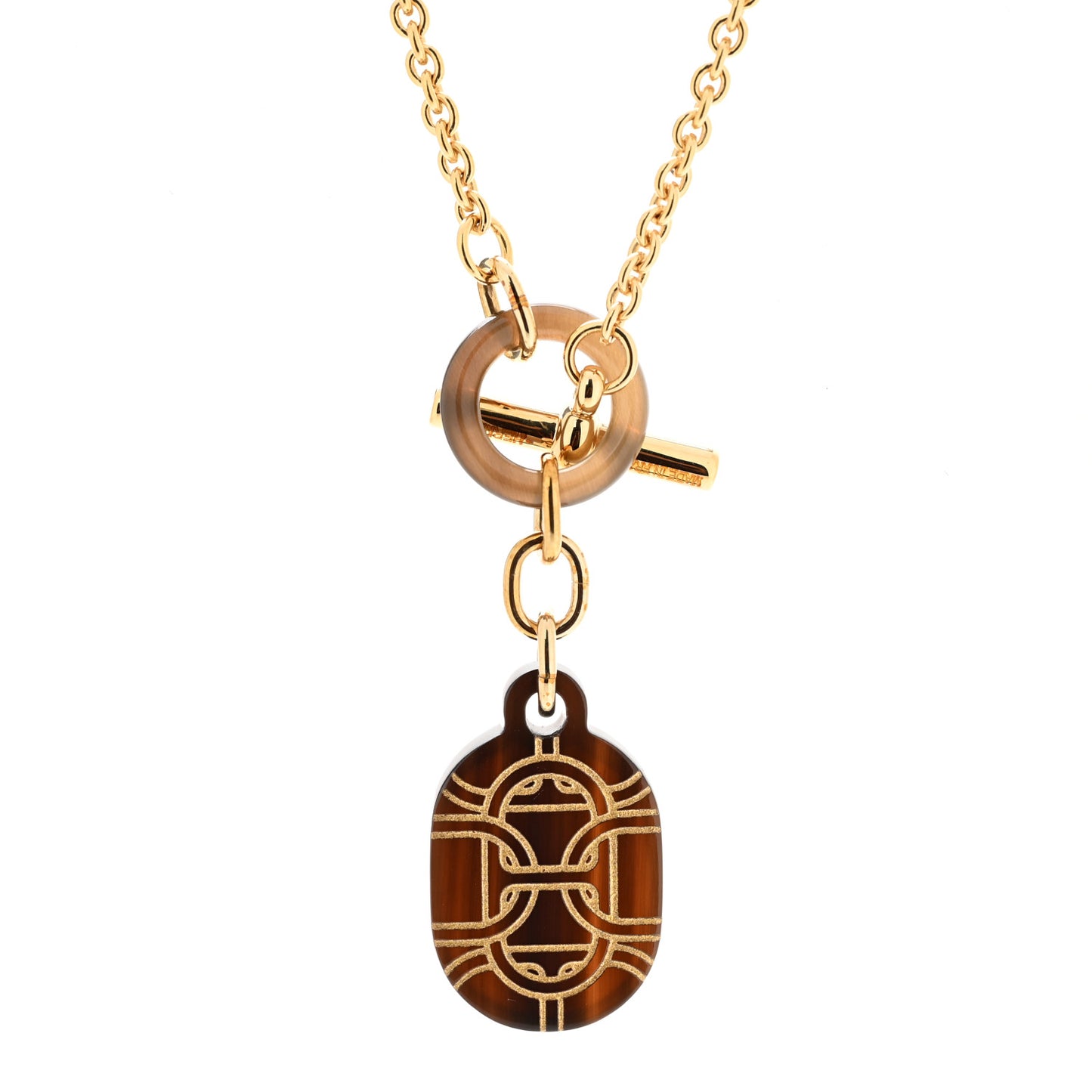 Permabrass Buffalo Horn Chaine d'Ancre Toggle Pendant Necklace Dore
