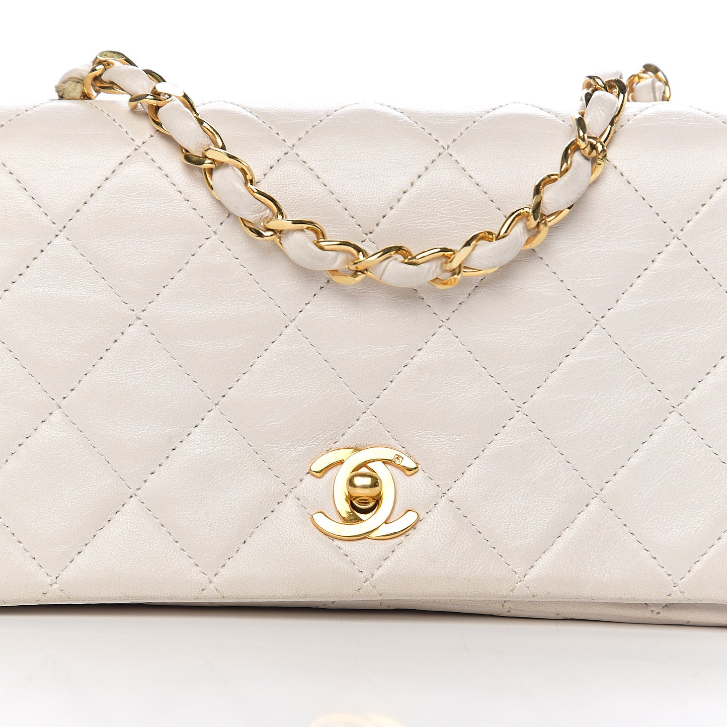 Lambskin Quilted Mini Flap White