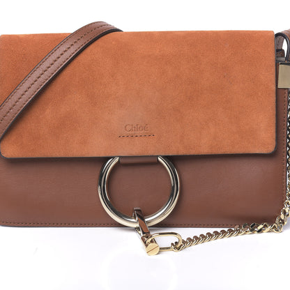 Chloe Suede Calfskin Small Faye Shoulder Bag Tobacco 9 of 12