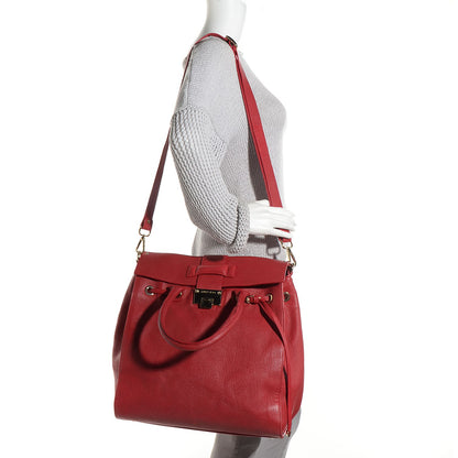Jimmy Choo Grainy Calf Large Rosabel Satchel Red 2 of 7