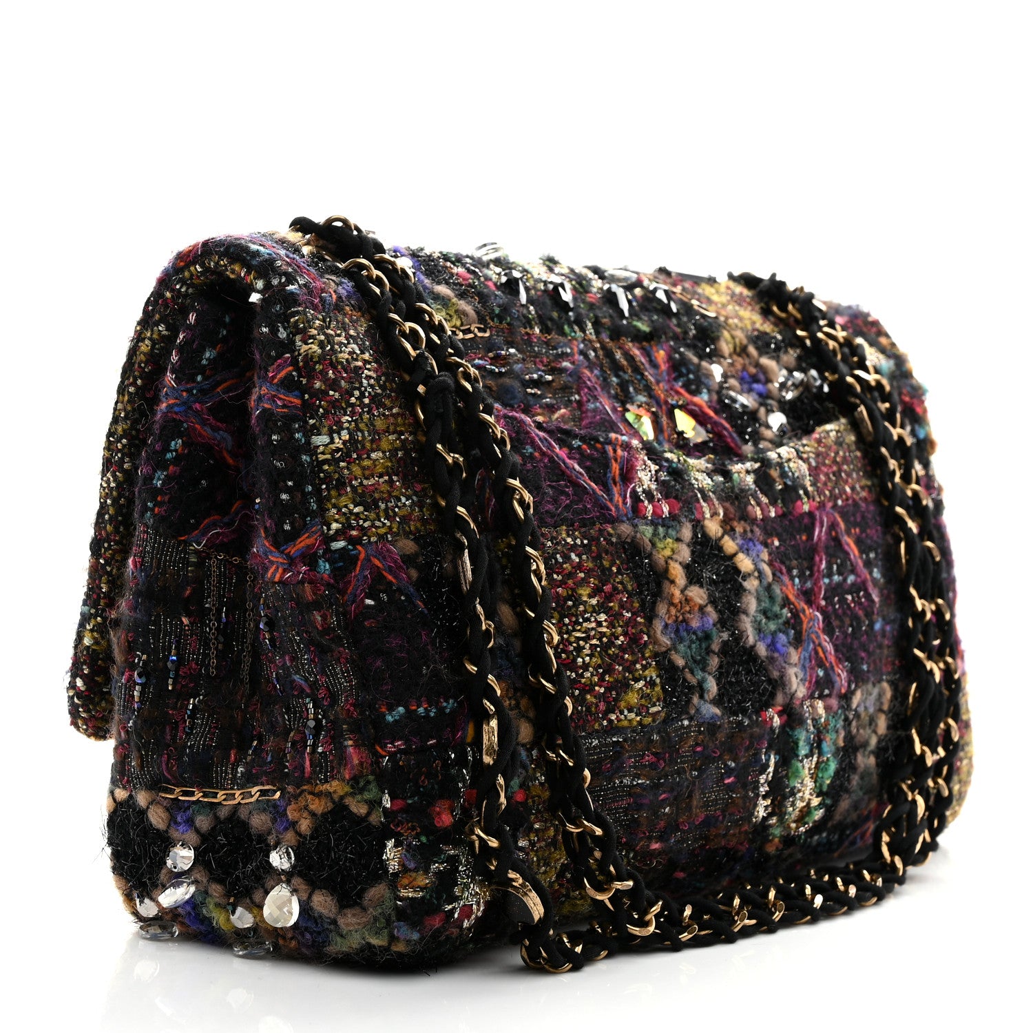 Chanel Tweed Crystal Embellished Paris Byzance Reissue 2.55 Classic 227 Flap Black Multicolor 3 of 10
