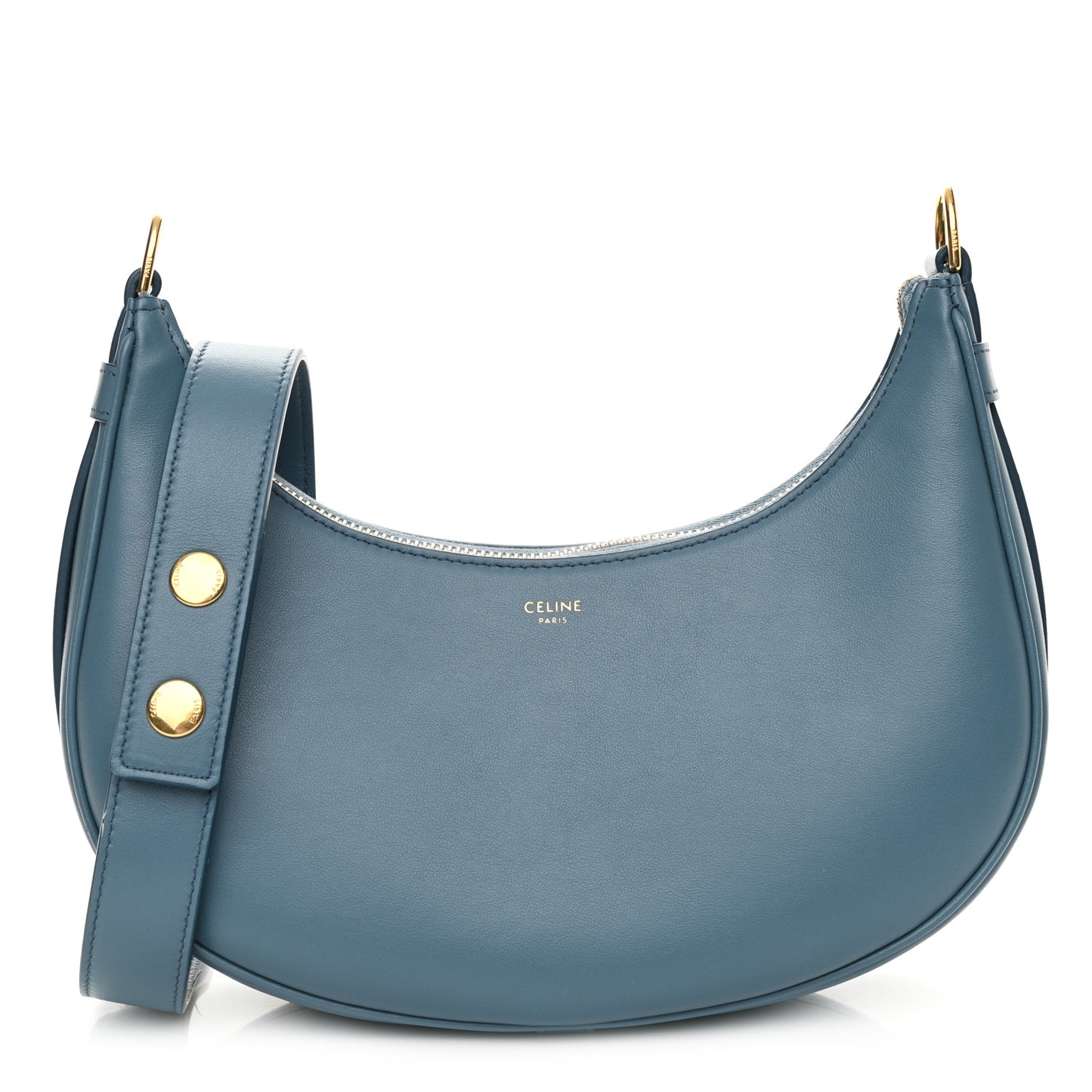 Smooth Calfskin Medium Strap Ava Shoulder Bag Denim