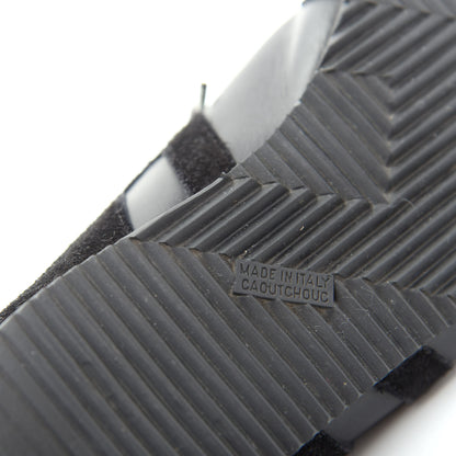 Hermes Calfskin Suede Goatskin Mens Tie Break Sneakers 38 Black 9 of 10