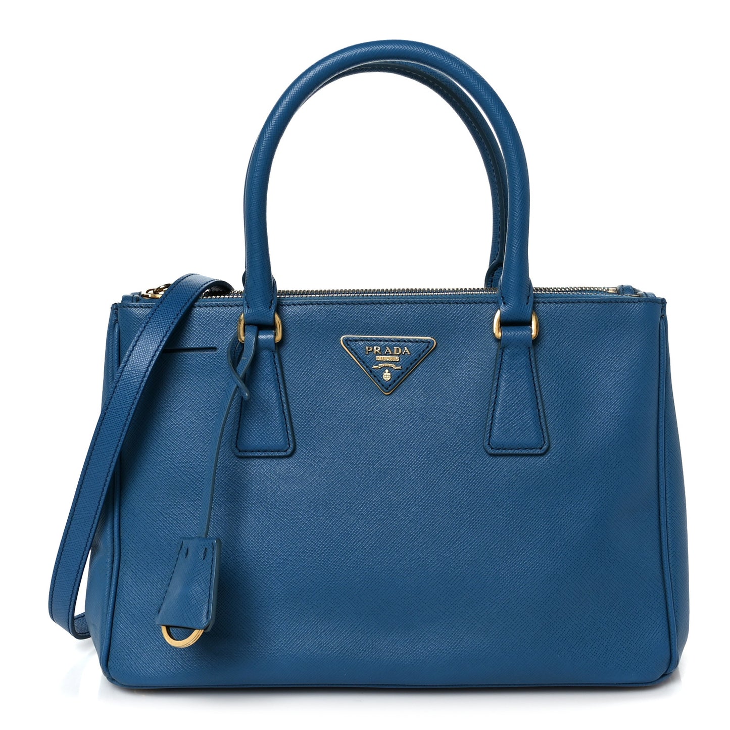 Saffiano Lux Small Galleria Double Zip Tote Cobalto