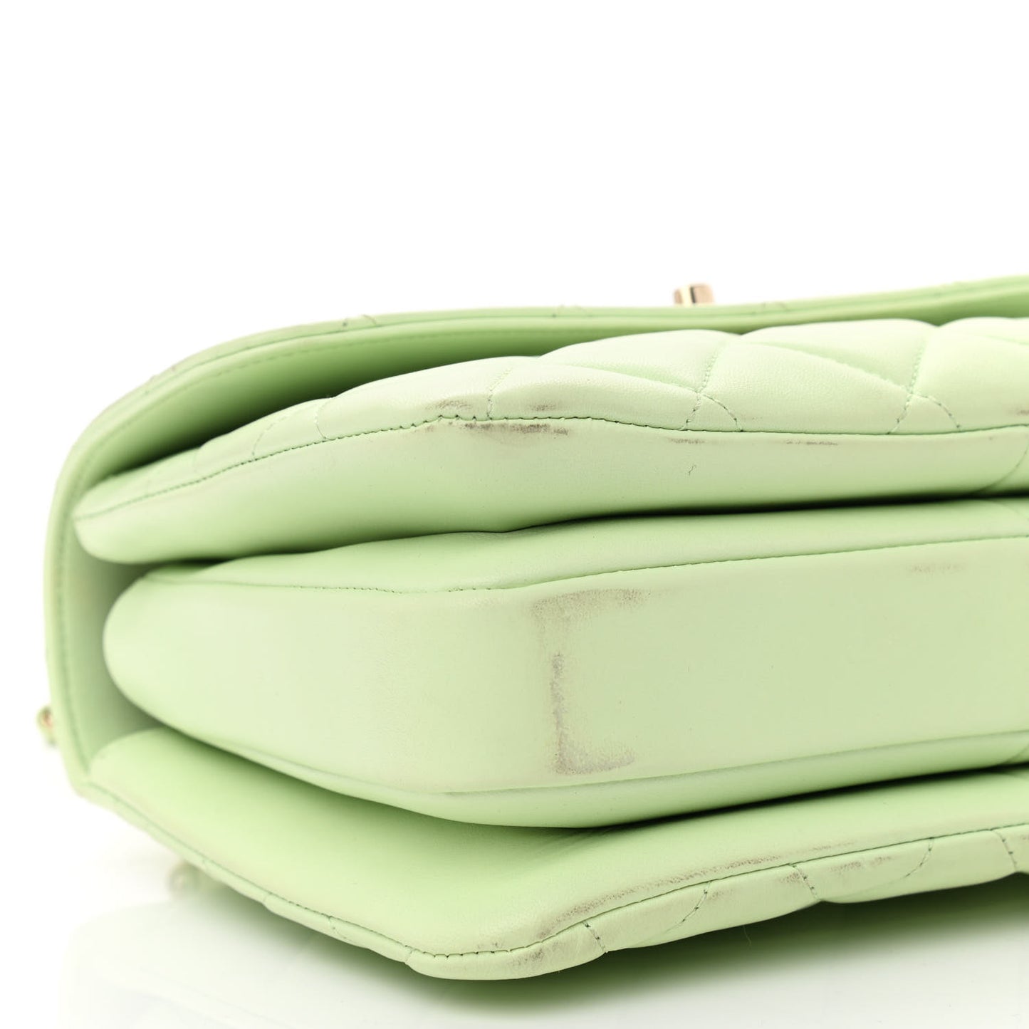 Lambskin Quilted Small Trendy CC Flap Dual Handle Bag Light Green