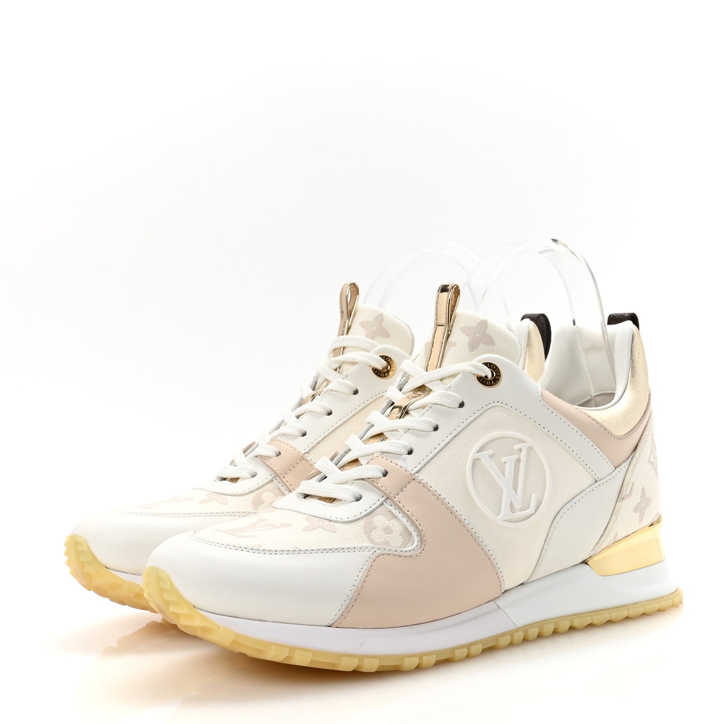Monogram Calfskin Run Away Sneakers 40.5 Beige Gold