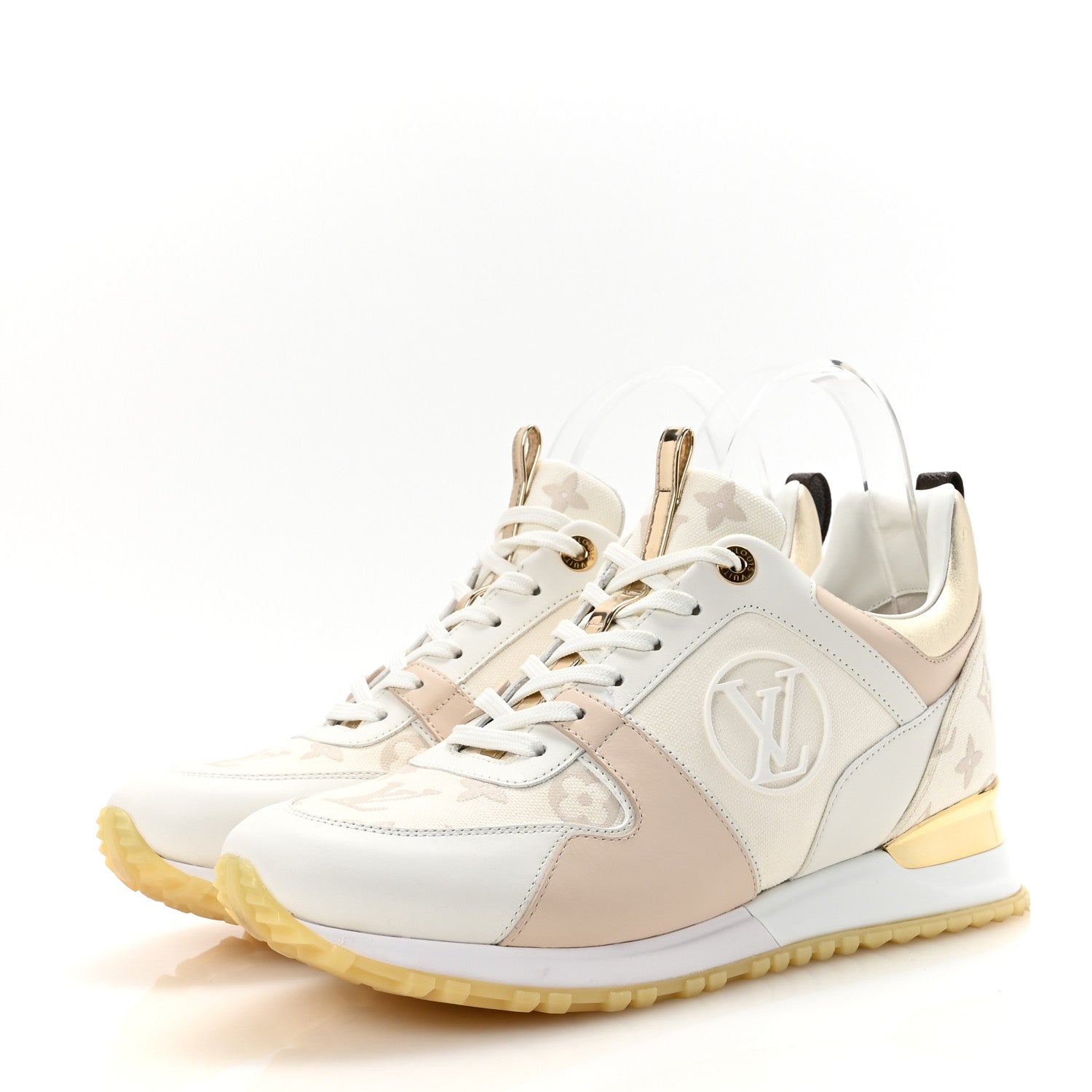Louis Vuitton Monogram Calfskin Run Away Sneakers 40.5 Beige Gold 4 of 9