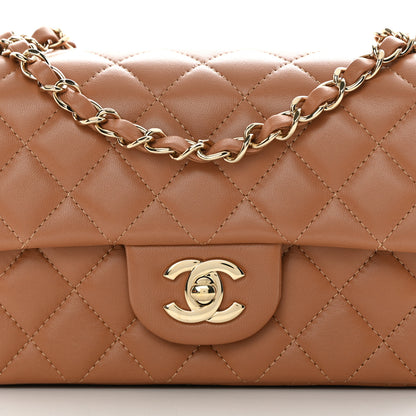 Chanel Lambskin Quilted Mini Rectangular Flap Dark Beige 8 of 11