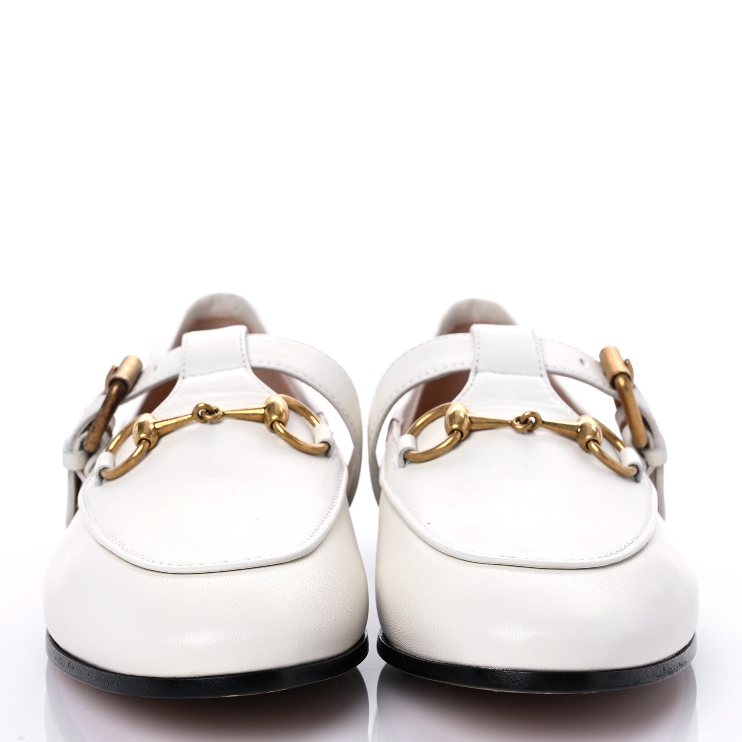 Gucci Malaga Kid Womens Horsebit Buckle Strap Loafers 35.5 Dusty White 2 of 8
