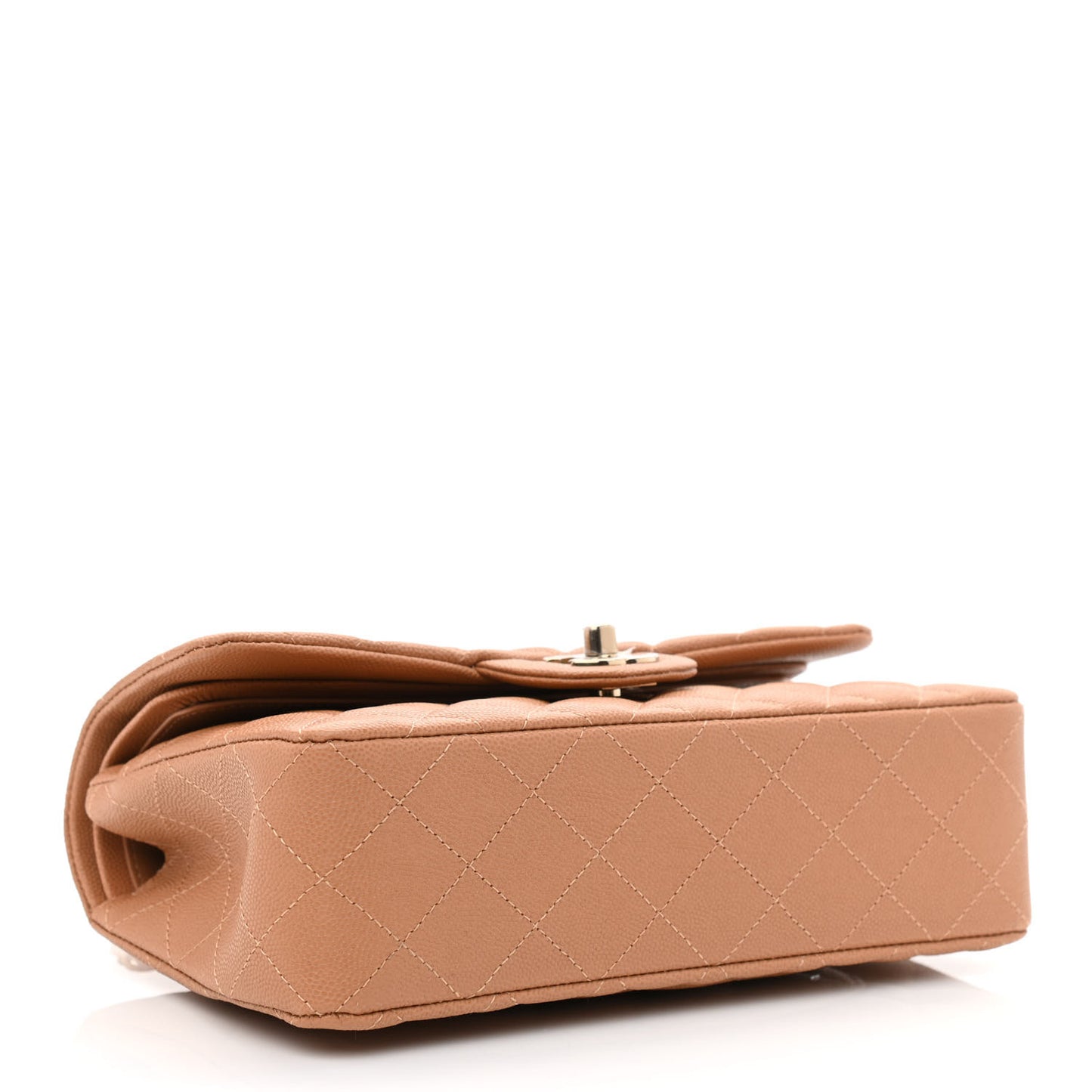 Caviar Quilted Small Double Flap Dark Beige