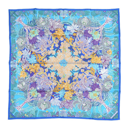 Hermes Silk Maitres de la Foret Scarf 90 Turquoise Ocre Violet 1 of 5