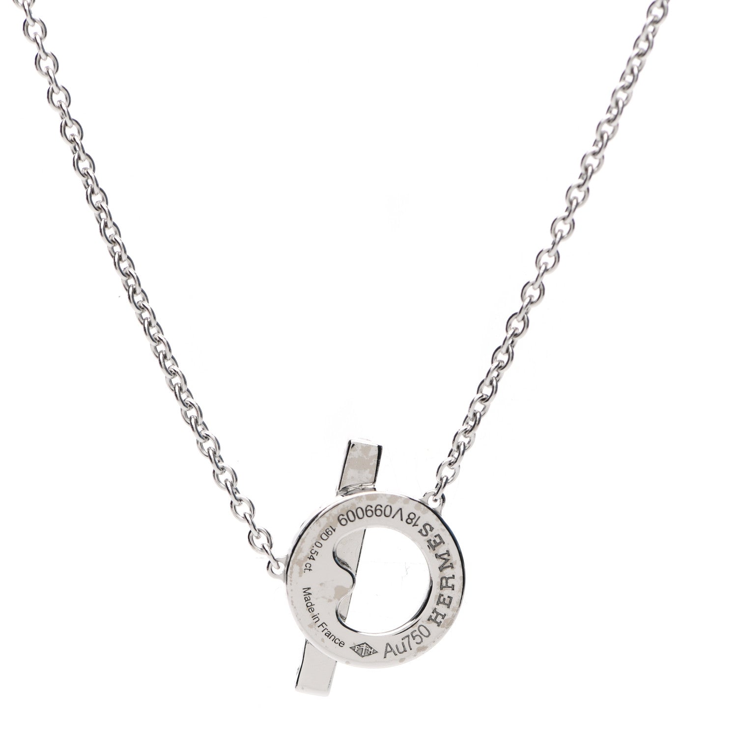 Hermes 18K White Gold Diamond Finesse Pendant Necklace 4 of 5