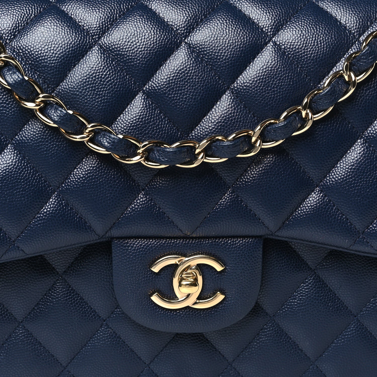 Chanel Caviar Quilted Jumbo Double Flap Navy Blue 8 of 14
