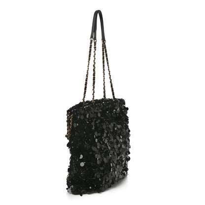 Chanel Sequin Shopping Tote Black 3 of 10