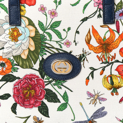 Gucci Canvas Large Flora Tote Navy Multicolor 10 of 10