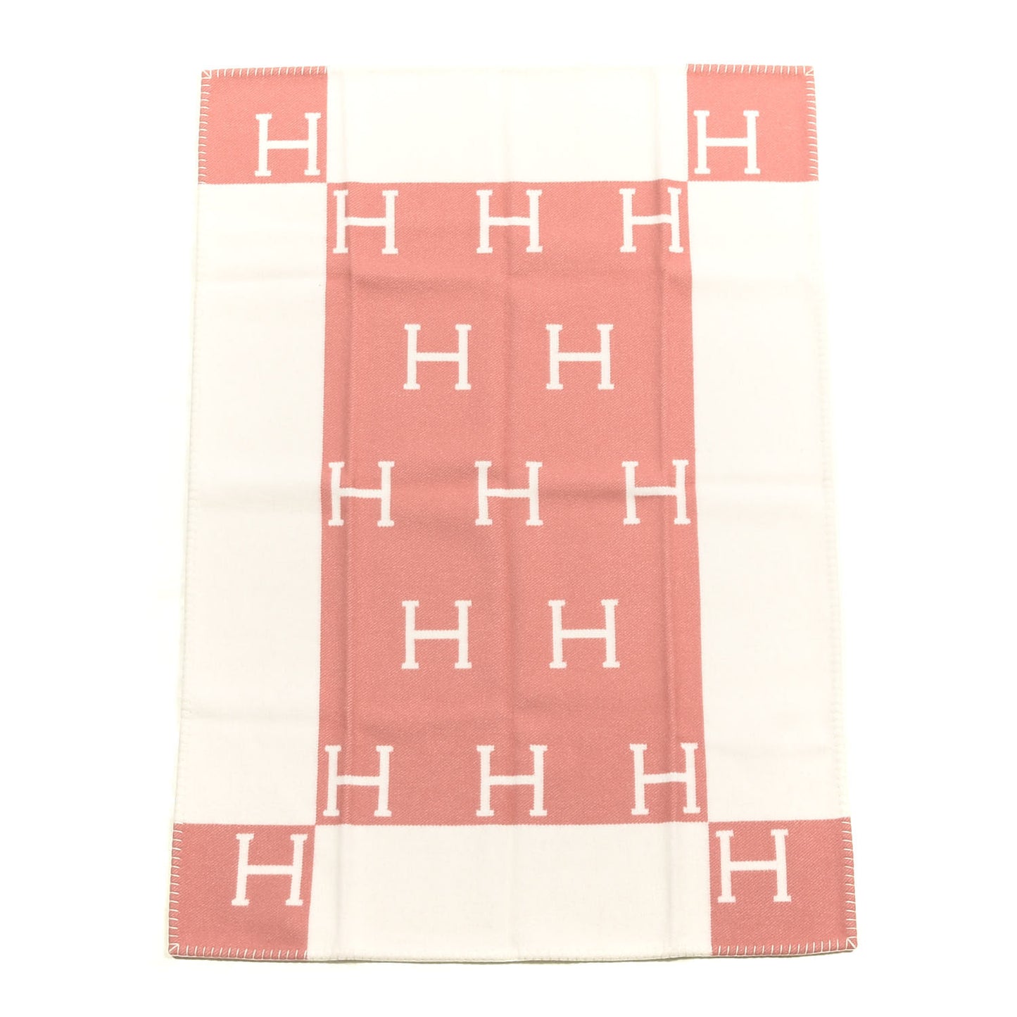 Wool Cashmere Avalon Baby Blanket Rose Airelle White
