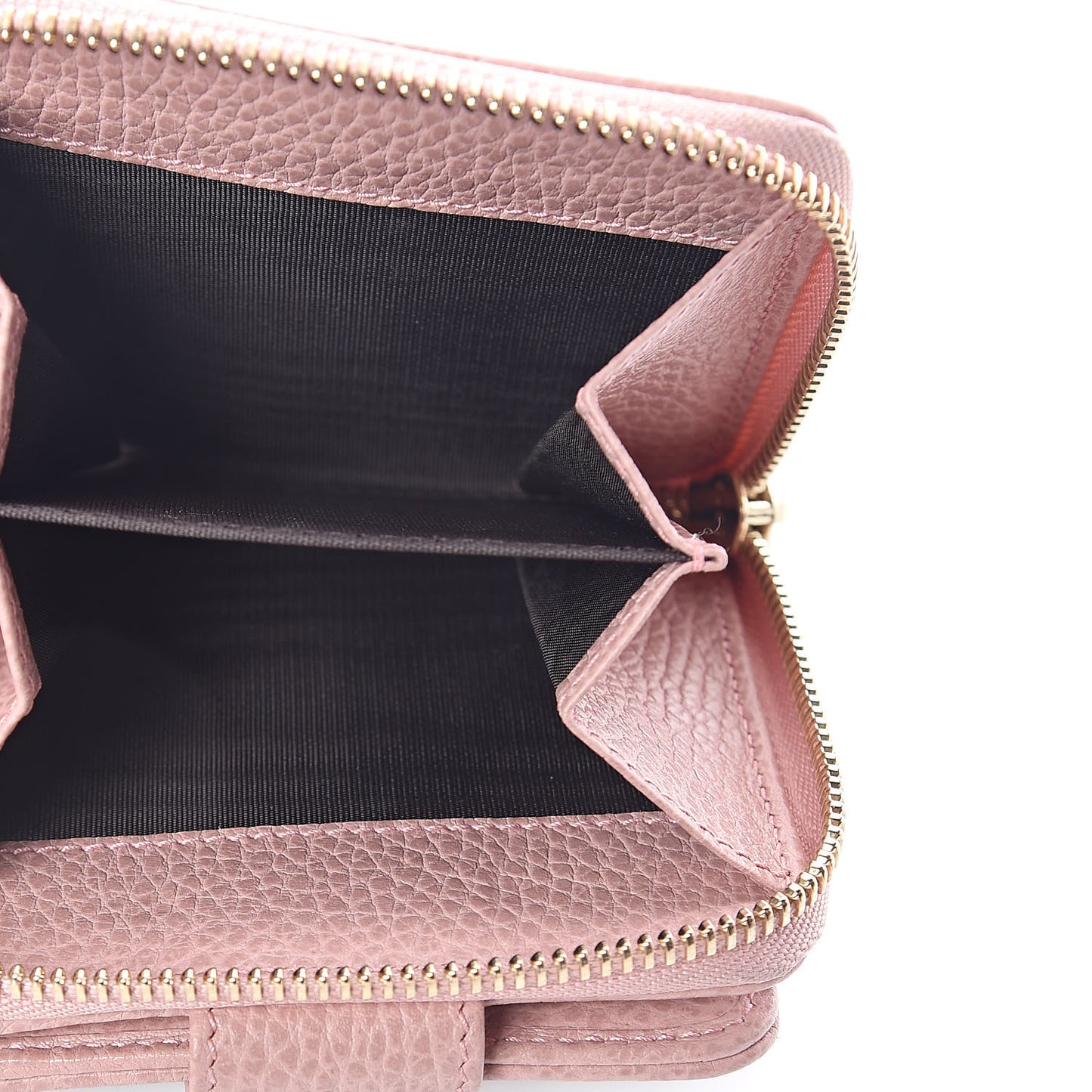 Monogram Dollar Calfskin Zip Around French Flap Wallet Beige Ebony Soft Pink