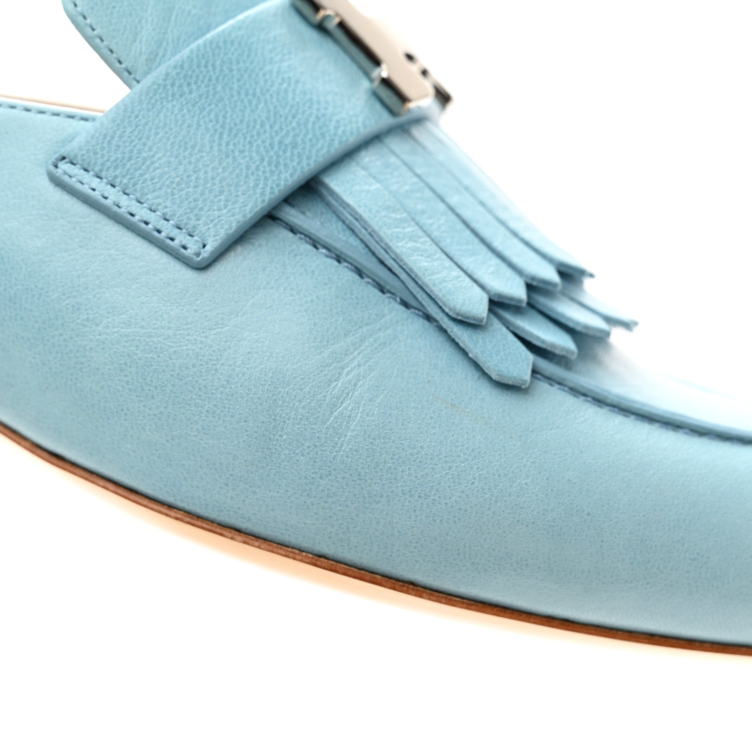 Hermes Goatskin Rivoli Mules 37.5 Bleu Dorset 9 of 11