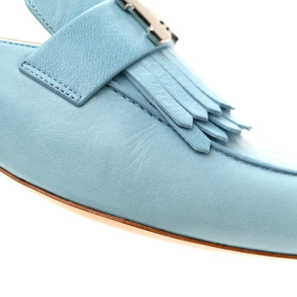 Hermes Goatskin Rivoli Mules 37.5 Bleu Dorset 9 of 11