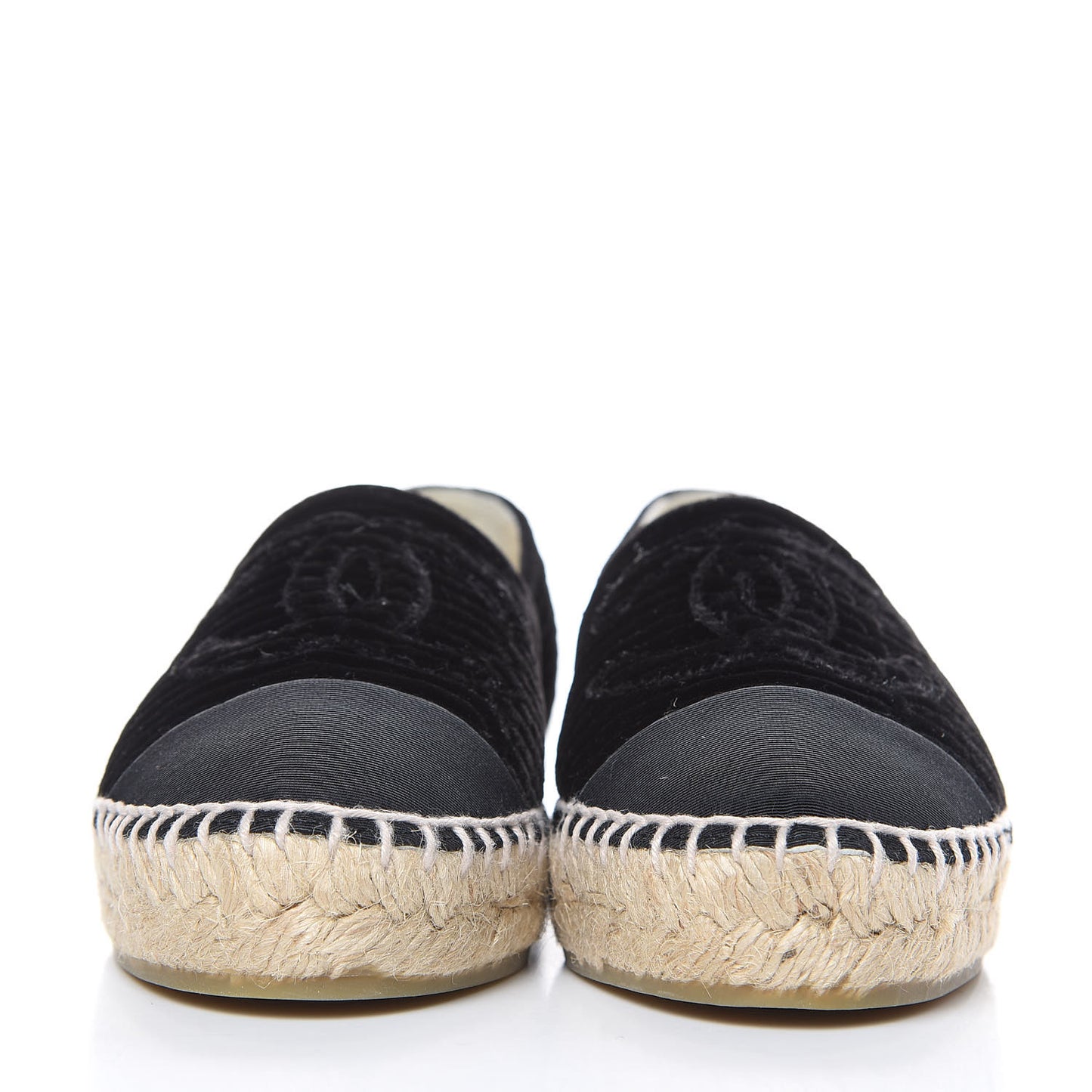 Velvet Grosgrain CC Espadrilles 35 Black