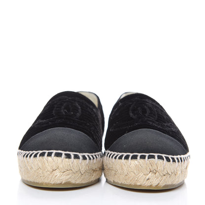 Chanel Velvet Grosgrain CC Espadrilles 35 Black 2 of 9