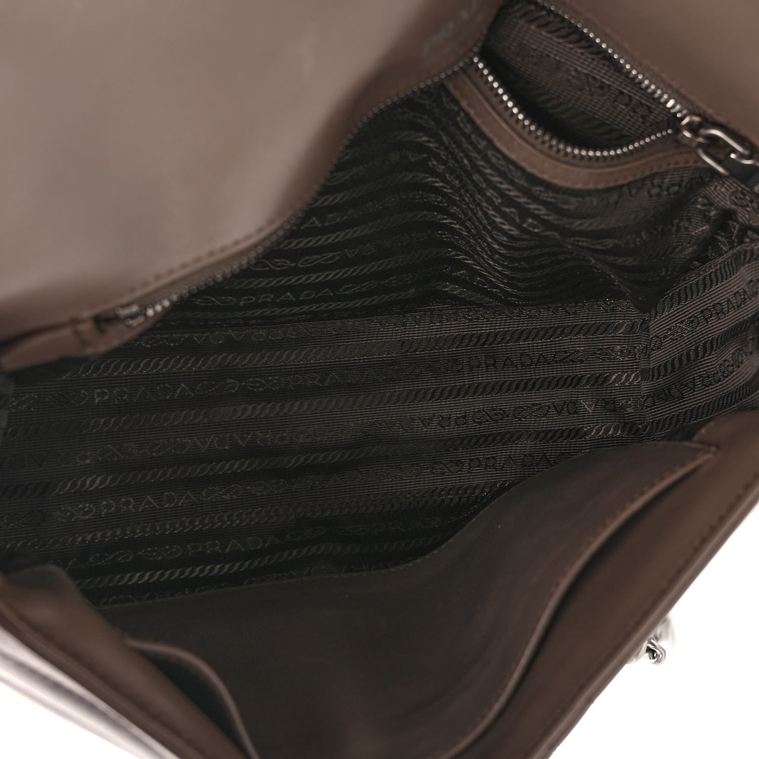 Prada Soft Calfskin Impunture Diagramme Large Chain Flap Shoulder Bag Bambu 5 of 9
