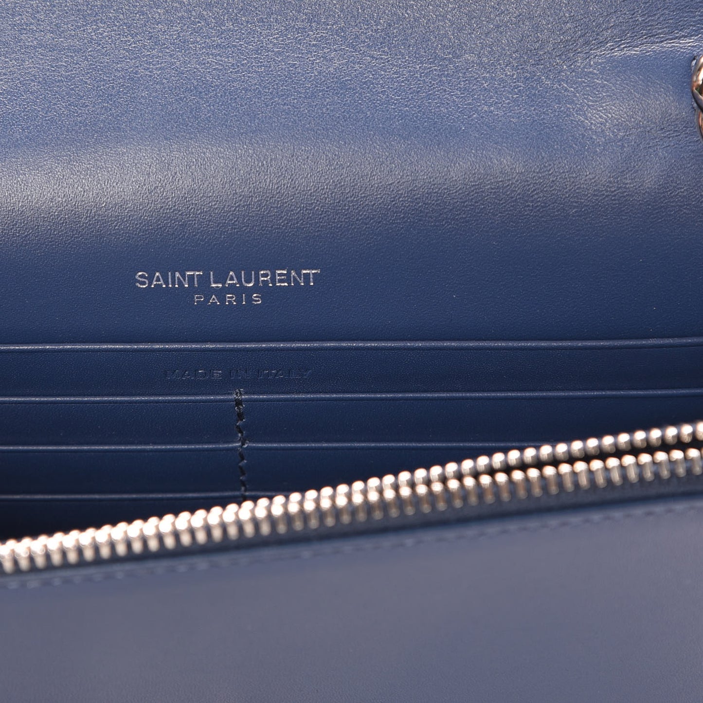 Smooth Calfskin Classic Monogram Kate Tassel Chain Wallet Denim