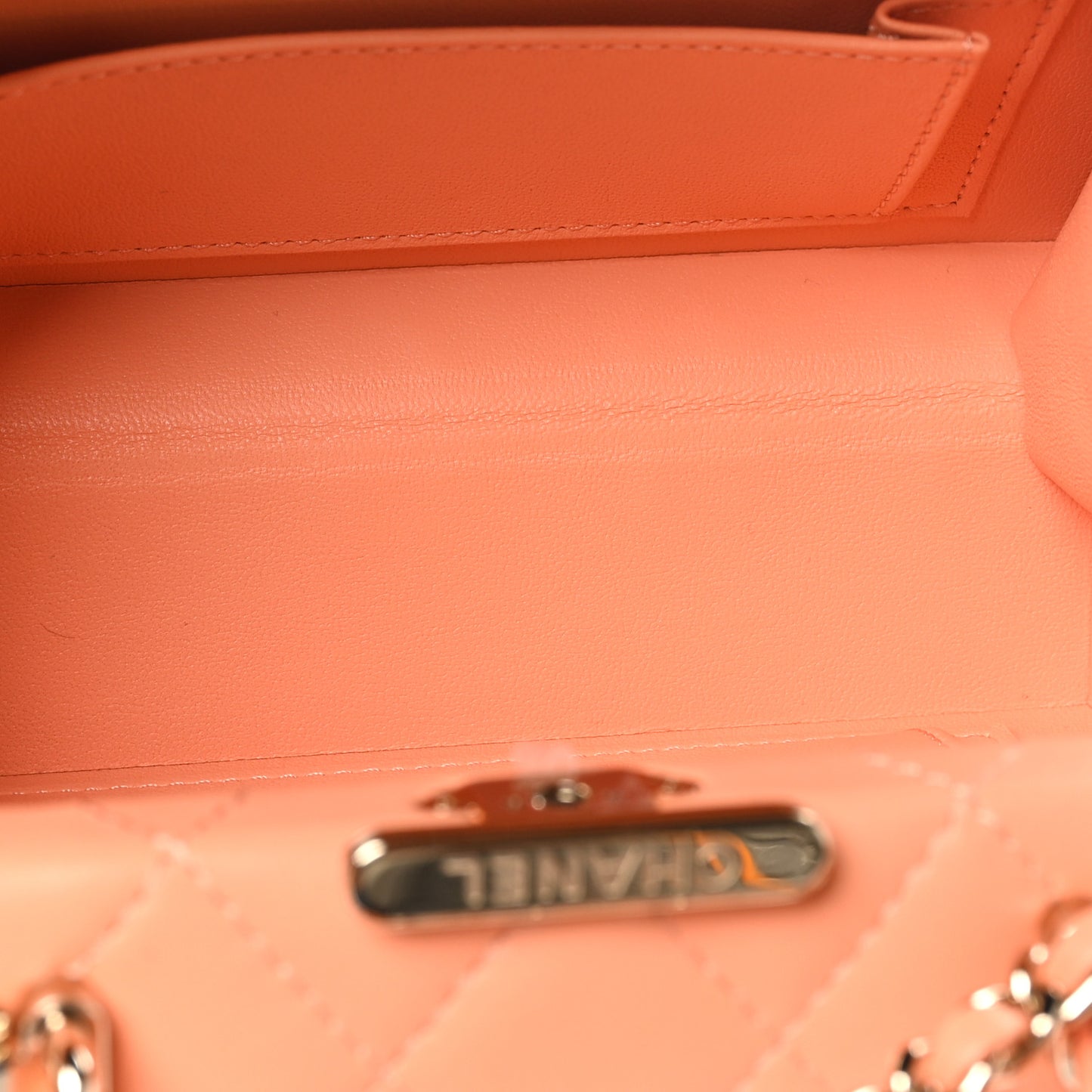 Lambskin Quilted Small CC Top Handle Box Bag Light Orange
