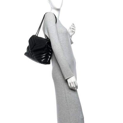 Saint Laurent Calfskin Y Quilted Monogram Monochrome Medium Loulou Chain Satchel Black 2 of 10