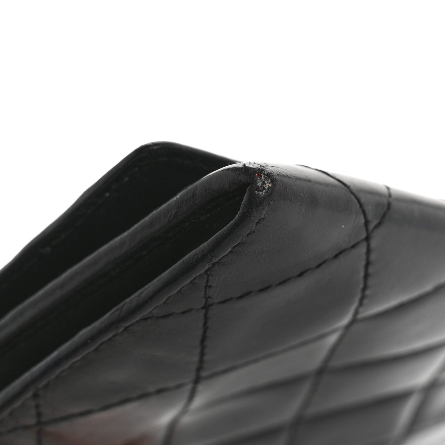 Calfskin Quilted Cambon Flap Wallet Black White