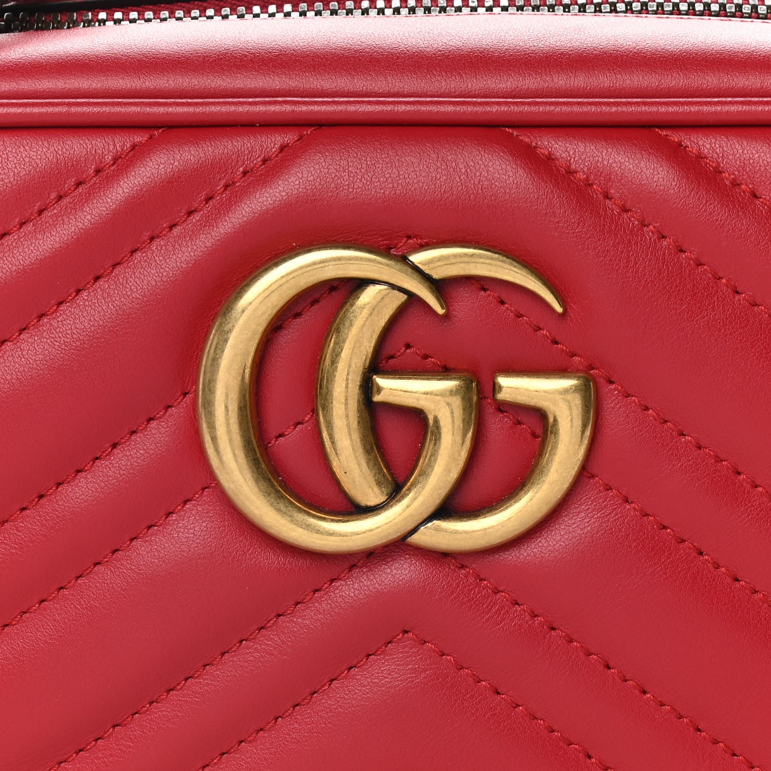 Gucci Calfskin Matelasse Small GG Marmont Chain Shoulder Bag Hibiscus Red 9 of 11