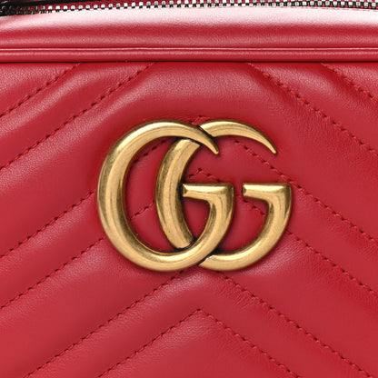 Gucci Calfskin Matelasse Small GG Marmont Chain Shoulder Bag Hibiscus Red 9 of 11