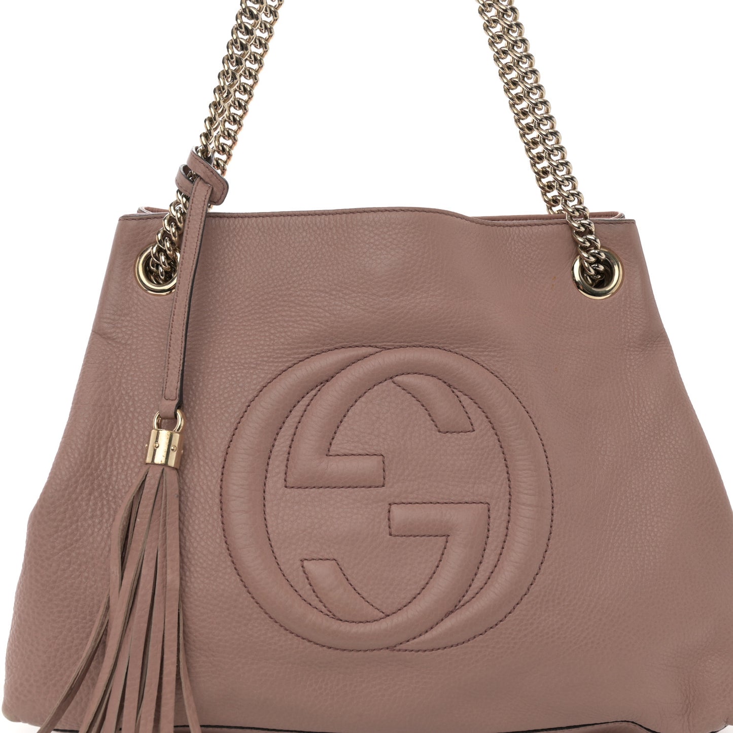 Pebbled Calfskin Medium Soho Chain Shoulder Bag Antique Rose