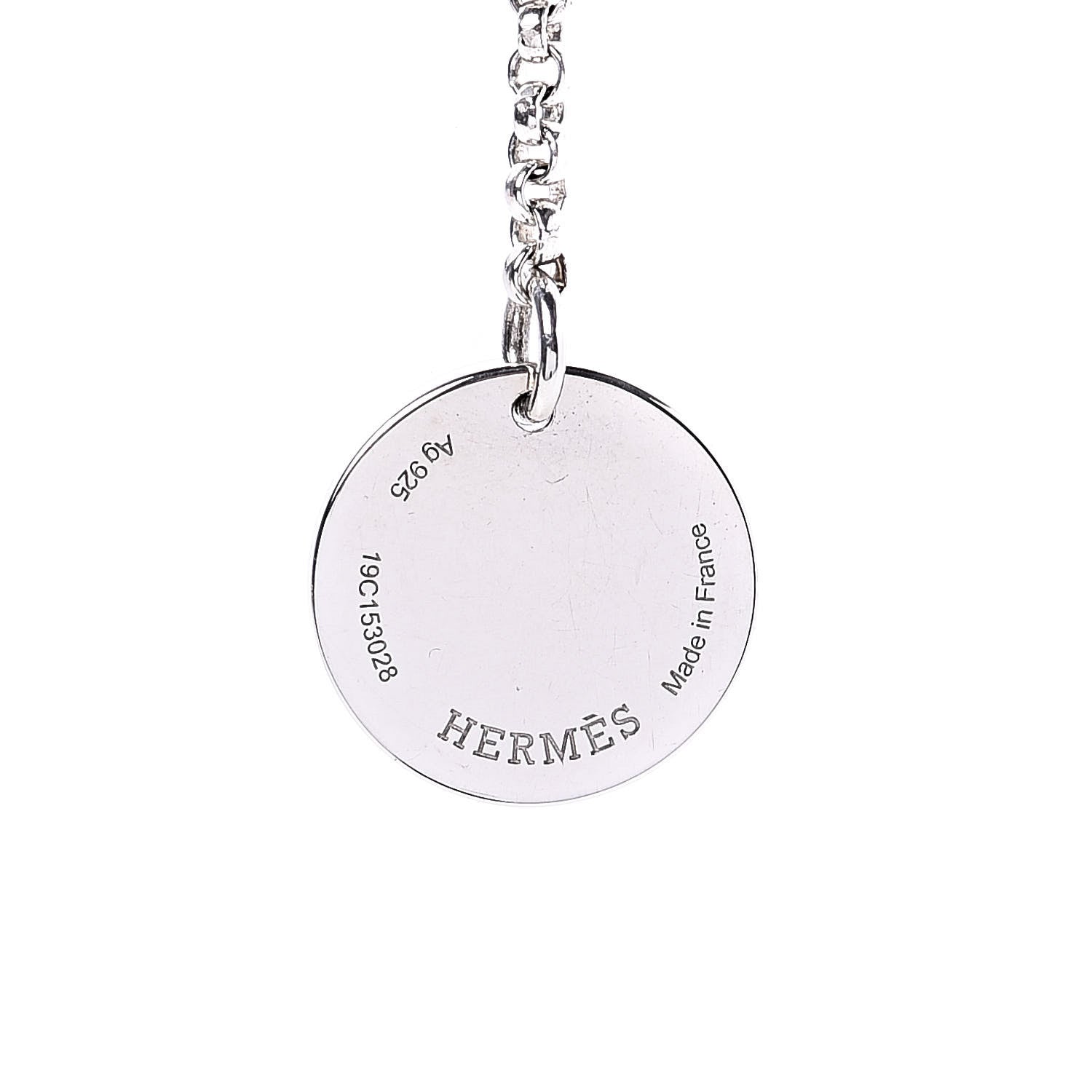 Hermes Sterling Silver 18K Rose Gold PM Ex-Libris Pendant Necklace 6 of 7