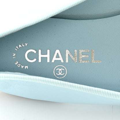 Chanel Lambskin Cap Toe CC Ballerina Flats 38 Light Blue Black 7 of 10