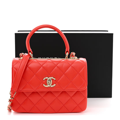 Chanel Lambskin Quilted Mini Trendy CC Dual Handle Flap Bag Dark Orange 11 of 11